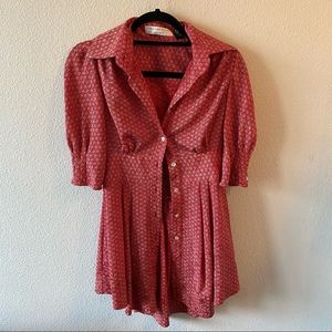 Charles Nolan Red Blouse Geometric Shirt